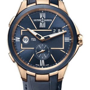 Ulysse Nardin Executive Dual Time 42 mm Beware of Blast - Rose Gold Case - Blue Dial - Leather Strap