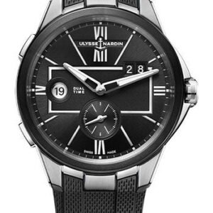 Ulysse Nardin Executive Dual Time 42 mm Beware of Blast - Steel Case - Black Dial - Rubber Strap
