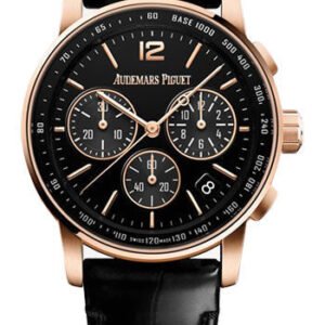 Audemars Piguet Code 11.59 by Audemars Piguet - Selfwinding Chronograph - 41mm Pink Gold Case - Black Dial - Black Alligator Strap - 26393OR.OO.A002CR.01