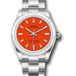 Rolex Oyster Perpetual 31 Watch - Domed Bezel - Coral Red Index Dial - Oyster Bracelet - 2020 Release - 277200 reio