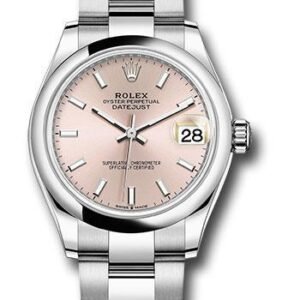 Rolex Steel and White Gold Datejust 31 Watch - Domed Bezel - Pink Index Dial - Oyster Bracelet - 2020 Release - 278240 pio