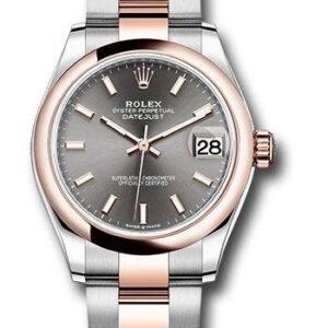 Rolex Steel and Everose Gold Datejust 31 Watch - Domed Bezel - Dark Rhodium Index Dial - Oyster Bracelet - 278241 dkrhio