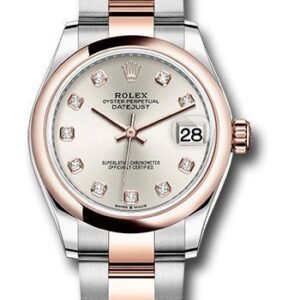 Rolex Steel and Everose Gold Datejust 31 Watch - Domed Bezel - Rose Diamond Dial - Oyster Bracelet - 278241 sdo