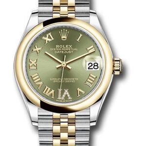 Rolex Steel and Yellow Gold Datejust 31 Watch - Domed Bezel - Olive Green Diamond Roman Six Dial - Jubilee Bracelet - 278243 ogdr6j