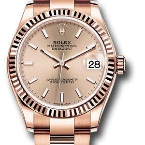 Rolex Everose Gold Datejust 31 Watch - Fluted Bezel - Rose Index Dial - Oyster Bracelet - 278275 rsio