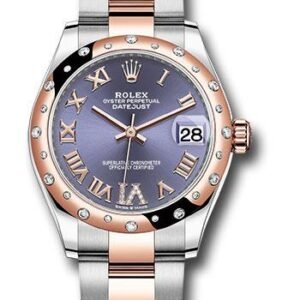 Rolex Steel and Everose Gold Datejust 31 Watch - 24 Diamond Bezel - Chocolate Diamond Roman VI Dial - Oyster Bracelet - 278341RBR aubdr6o