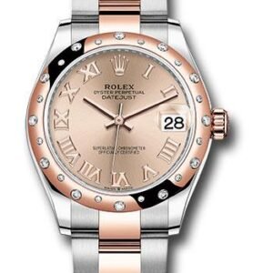 Rolex Steel and Everose Gold Datejust 31 Watch - 24 Diamond Bezel - Dark Rhodium Index Dial - Oyster Bracelet - 278341RBR roro