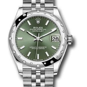 Rolex Steel and White Gold Datejust 31 Watch - Domed 24 Diamond Bezel - Mint Green Index Dial - Jubilee Bracelet - 2020 Release - 278344RBR mgij