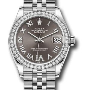 Rolex Steel and White Gold Datejust 31 Watch - Diamond Bezel - Dark Grey Roman Diamond 6 Dial - Jubilee Bracelet - 278384RBR dkgdr6j