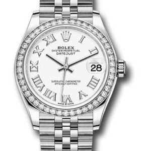 Rolex Steel and White Gold Datejust 31 Watch - Diamond Bezel - White Roman Dial - Jubilee Bracelet - 278384RBR wrj