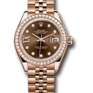 Rolex Everose Gold Lady-Datejust 28 Watch - 44 Diamond Bezel - Chocolate Diamond Star Dial - Jubilee Bracelet - 279135RBR cho9dix8dj