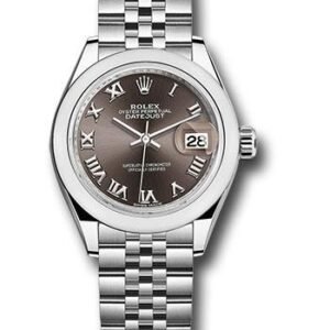 Rolex Steel Lady-Datejust 28 Watch - Domed Bezel - Dark Grey Roman Dial - Jubilee Bracelet - 279160 dgrj
