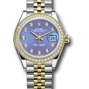 Rolex Steel and Yellow Gold Rolesor Lady-Datejust 28 Watch - Diamond Bezel - Lavender Diamond Dial - Jubilee Bracelet - 279383RBR ldj