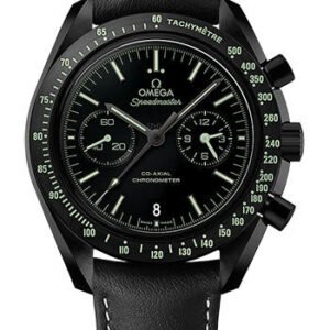 Omega Speedmaster Moonwatch Omega Co-Axial Chronograph Watch - 44.25 mm Black Ceramic Case - Black Dial - Black Leather Strap - 311.92.44.51.01.004