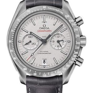 Omega Speedmaster Moonwatch Co-Axial Chronograph Grey Side of the Moon Watch - 44.25 mm Grey Ceramic Case - Platinum Dial - Leather Strap - 311.93.44.51.99.002