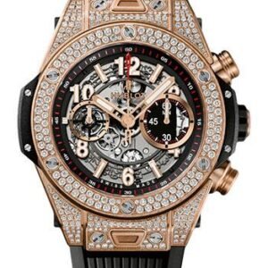 Hublot Big Bang Unico King Gold Pave Watch - 45 mm - Black Dial-411.OX.1180.RX.1704