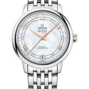 Omega De Ville Prestige Co-Axial Watch - 32.7 mm Steel Case - White Diamond Dial - 424.10.33.20.55.002