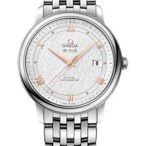 Omega De Ville Prestige Co-Axial Watch - 39.5 mm Steel Case - White Silvery Dial - 424.10.40.20.02.004
