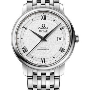 Omega De Ville Prestige Co-Axial Watch - 39.5 mm Steel Case - White Silvery Dial - 424.10.40.20.02.005
