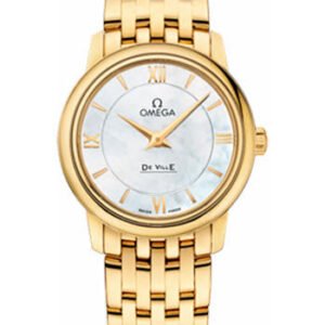 Omega De Ville Prestige Quartz Watch - 27.4 mm Yellow Gold Case - Mother-Of-Pearl Dial - 424.50.27.60.05.001