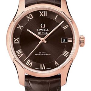 Omega De Ville Hour Vision Co-Axial Master Chronometer Watch - 41 mm Sedna Gold Case - Two-Zone Brown Dial - Brown Leather Strap - 433.53.41.21.13.001
