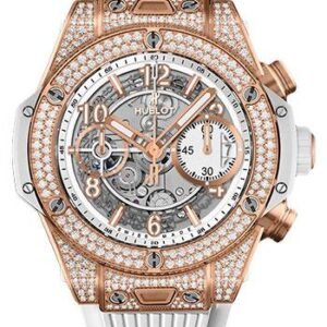 Hublot Big Bang Unico King Gold White Pave 42mm Watch - 42 mm - White Skeleton Dial-441.OE.2010.RW.1704