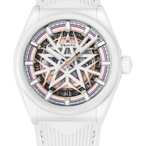 Zenith Defy Classic Skeleton Fusalp Watch - 41 mm White Ceramic Case - Silver Openworked Dial - White Rubber Strap - 49.9002.670-1/02.R796