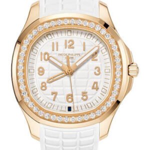 Patek Philippe Aquanaut Quartz - 38.8 mm Rose Gold Case - Diamond Bezel - White Dial - White Composite Strap - 5269/200R-001