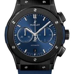 Hublot Classic Fusion Ceramic Blue Chronograph Watch - 42 mm - Blue Dial - Blue Lined Rubber Strap-541.CM.7170.RX