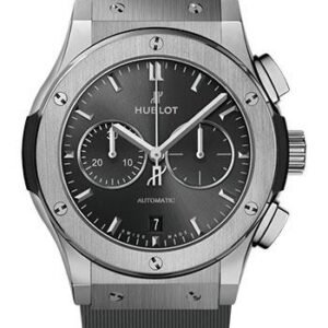 Hublot Classic Fusion Racing Grey Chronograph Titanium Watch - 42 mm - Gray Dial - Gray Lined Rubber Strap-541.NX.7070.RX