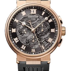 Breguet Marine Chronographe 5527 - Rose Gold Case - Black Dial - Black Rubber Strap - 5527BR/G3/5WV