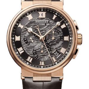 Breguet Marine Chronographe 5527 - Rose Gold Case - Black Dial - Black Leather Strap - 5527BR/G3/9WV