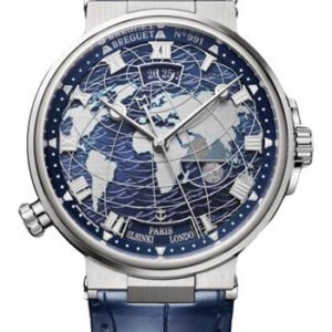 Breguet Marine Hora Mundi 5557 - White Gold Case - Blue Dial - Blue Leather Strap - 5557BB/YS/9WV
