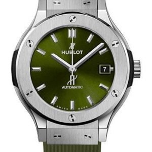 Hublot Classic Fusion Titanium Green Watch - 38 mm - Green Dial - Green Lined Rubber Strap-565.NX.8970.RX