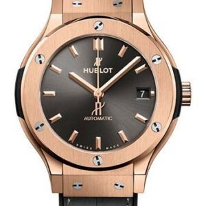 Hublot Classic Fusion Racing Grey King Gold Watch - 38 mm - Gray Dial - Black Rubber and Gray Leather Strap-565.OX.7081.LR