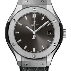 Hublot Classic Fusion Racing Grey Titanium Watch - 33 mm - Gray Dial - Black Rubber and Gray Leather Strap-581.NX.7071.LR