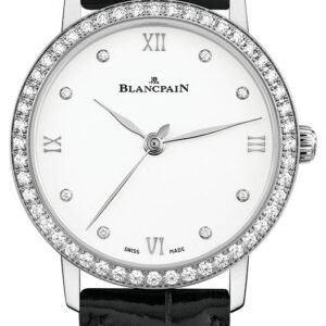 Blancpain Villeret Ultraplate Steel Diamond Black Alligator Ladies Watch - 6104 4628 55A