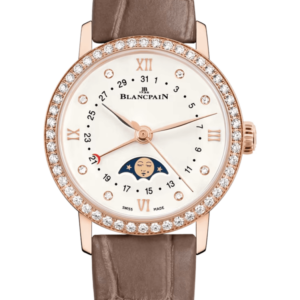 Blancpain Villeret Quantieme Phases de Lune Taupe Alligator Diamond Ladies Watch - 6106 2987 55A