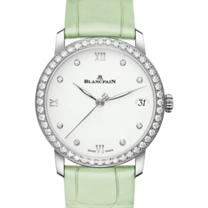 Blancpain Villeret Women Date Diamond Ultra-Slim Green Alligator Ladies Watch - 6127 4628 95A