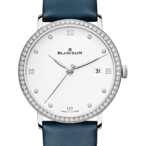 Blancpain Villeret Ultraplate Date Ultra-Slim Steel Diamond Satin Ladies Watch - 6224 4628 95A