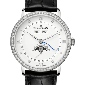Blancpain Villeret Quantieme Complet Steel Diamond Alligator Men's Watch - 6264 4628 55B