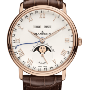 Blancpain Villeret Quantieme Complet 8 Jours Opaline Red Gold Alligator Men's Watch - 6639 3642 55B