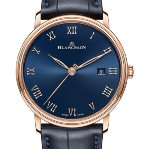 Blancpain Villeret Ultraplate Date 40mm Red Gold Blue Alligator Men's Watch - 6651 3640 55B