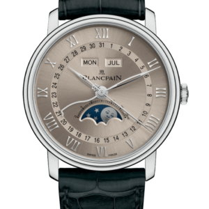 Blancpain Villeret Quantieme Complet White Gold Sundust Alligator Men's Watch - 6654 1504 55A