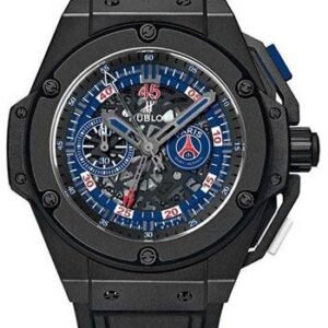 Hublot King Power Paris Saint-Germain Watch - 48 mm Black Ceramic Case - Blue PSG Logo Dial - Black and Blue Rubber Strap Limited Edition of 200-716.CI.0123.RX.PSG14