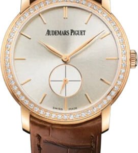 Audemars Piguet Jules Audemars Small Seconds 33mm Silver Index Diamond Bezel Rose Gold Leather | 77239OR.ZZ.A088CR.01