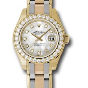 Rolex Yellow Gold Lady-Datejust Pearlmaster 29 Watch - 32 Diamond Bezel - Mother-Of-Pearl Diamond Dial - 80298bic md