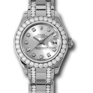 Rolex White Gold Lady-Datejust Pearlmaster 29 Watch - 32 Diamond Bezel - Silver Diamond Dial - 80299.74949 sd