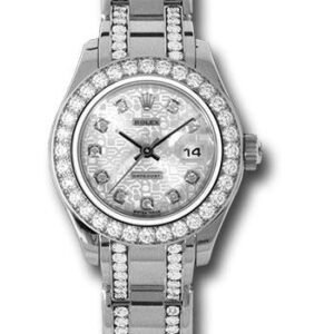 Rolex White Gold Lady-Datejust Pearlmaster 29 Watch - 32 Diamond Bezel - Silver Jubilee Diamond Dial - 80299.74949 sjd