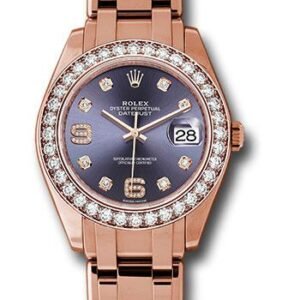 Rolex Everose Gold Datejust Pearlmaster 39 Watch - 36 Diamond Bezel - Aubergine Diamond Dial - 86285 aubd